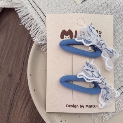 清新藍色布藝髮飾5