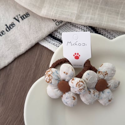 刺繡花朵蝴蝶結髮圈4