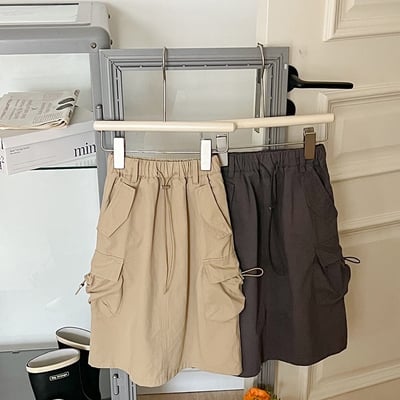 束繩口袋長版工裝裙1