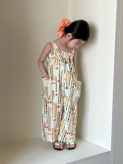 渡假風吊帶寬褲5