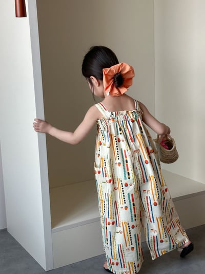 渡假風吊帶寬褲7