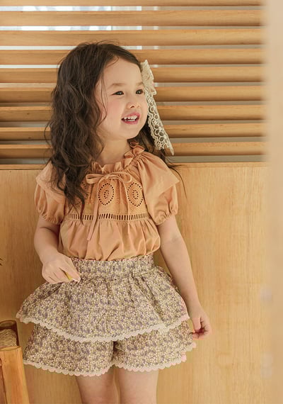 甜美碎花雙層褲裙6