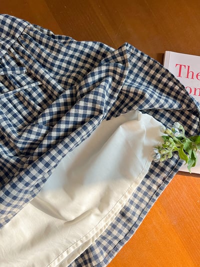 棉麻格紋半身長裙4