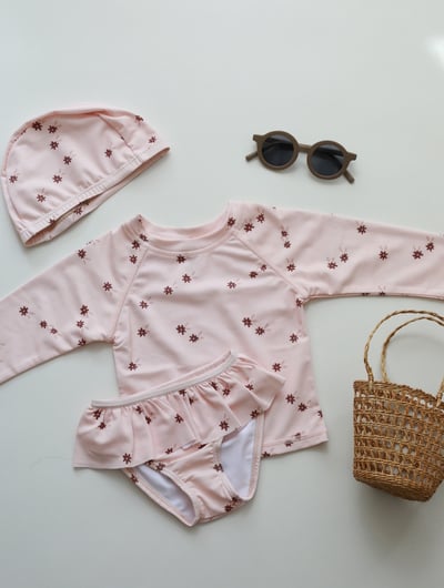 女童兩件式防曬泳衣含帽4