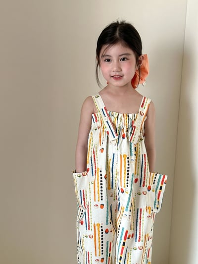 渡假風吊帶寬褲6