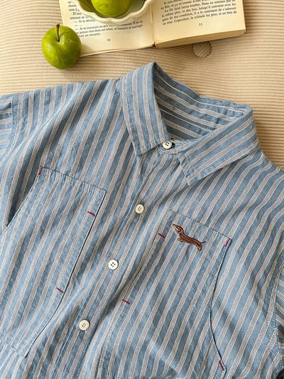 韓版休閒條紋襯衫7