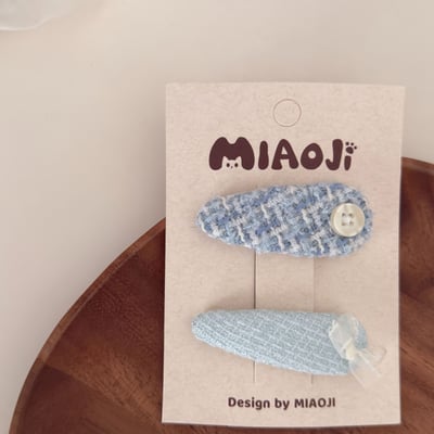 藍色系幾何蝴蝶結髮夾2