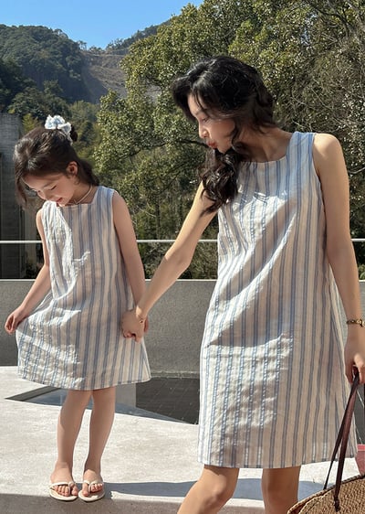 條紋背心連身裙襯衫親子裝4