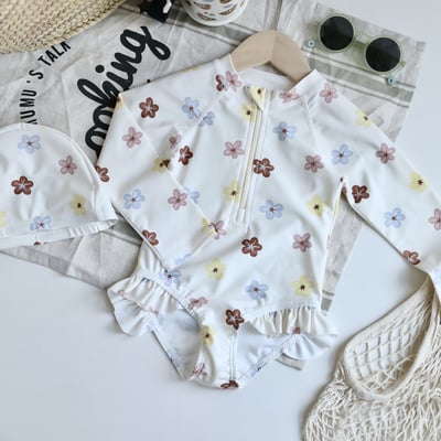 女童長袖拉鍊泳衣含帽4