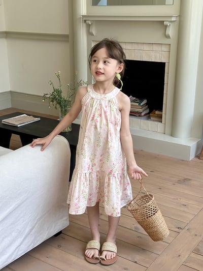 氣質碎花掛脖公主洋裝2