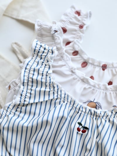 女童條紋連身泳衣含帽8