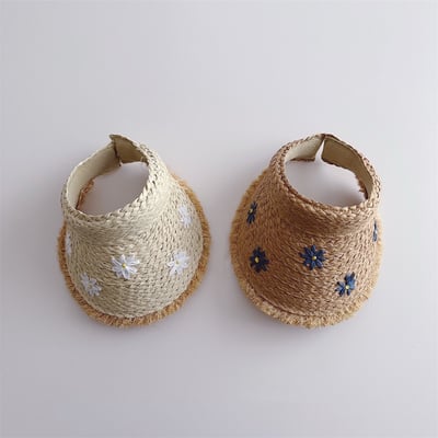 兒童小花空頂草帽4