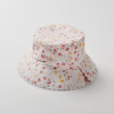 蕾絲粉色小花雙面漁夫帽5