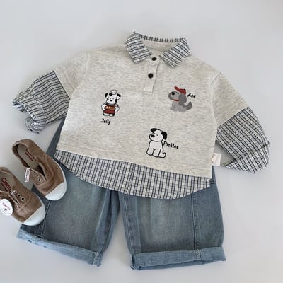 小狗拼接假兩件上衣2