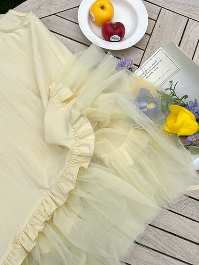 仙氣拼接網紗背心裙6