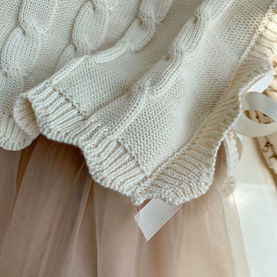 側綁帶花邊外搭背心-杏 尺寸1206