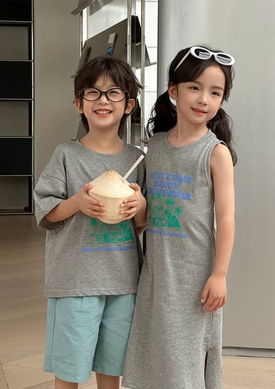 字母背心長裙T恤親子裝2