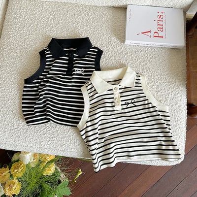 條紋無袖POLO上衣1