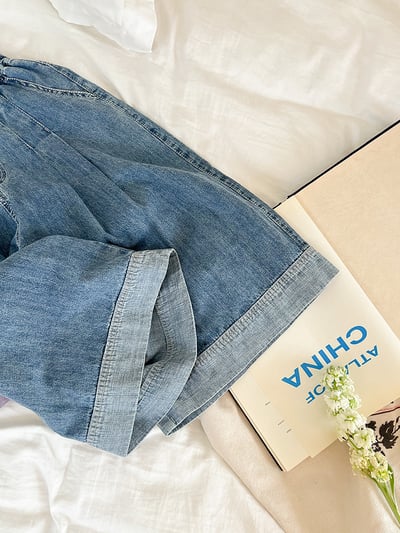 氣質拼接寬鬆牛仔褲4