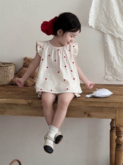 愛心飛袖無袖短褲套裝5