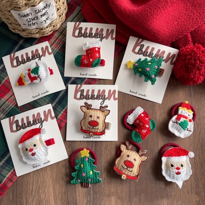 聖誕織布髮圈髮夾2