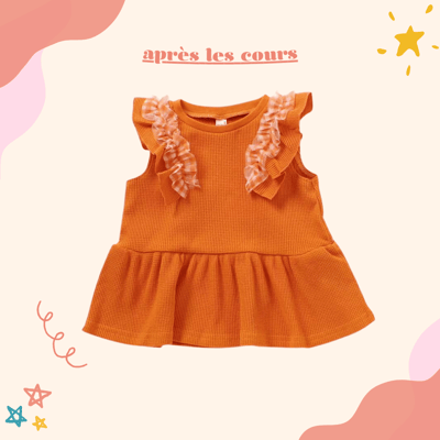 après les cours華夫格荷葉邊無袖上衣1