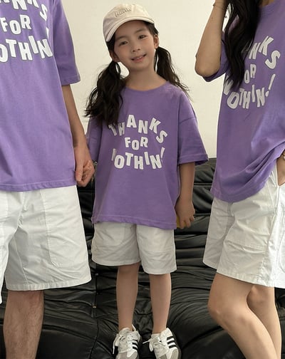 紫色字母短袖T恤親子裝6