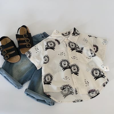 動物塗鴉花襯衫3