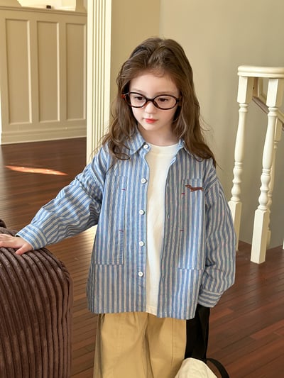 韓版休閒條紋襯衫2