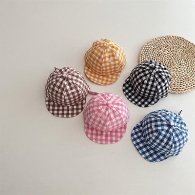 糖果色棋盤格鴨舌帽1