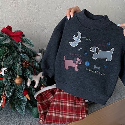 加絨小動物長袖T恤5