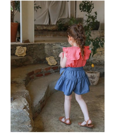 蝴蝶結牛仔短褲裙6