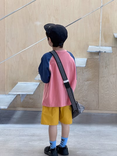 泡泡字母拼袖短T5