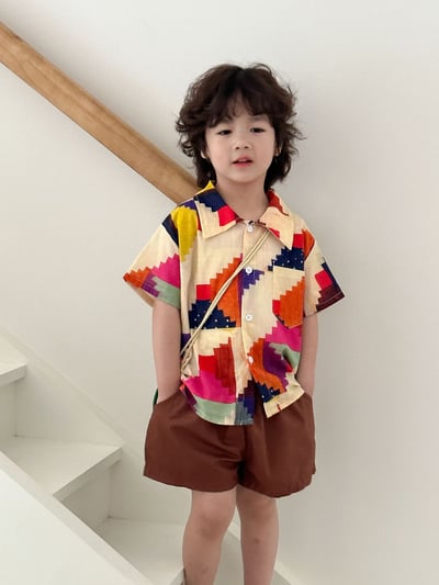 幾何積木彩色綁帶背心洋裝套裝6