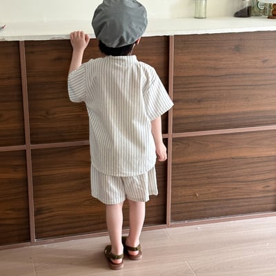 清新直條紋套裝荷葉邊洋裝6