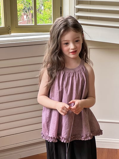 特殊紋路掛脖花邊上衣2