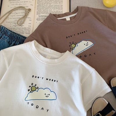 可愛雲朵插畫短T4