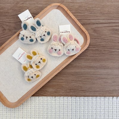 針織蝴蝶結小兔髮圈2