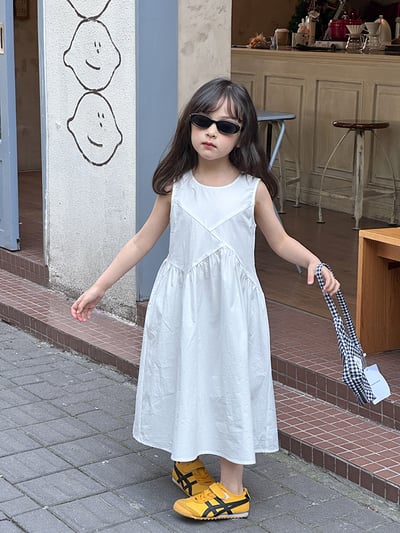 氣質拼接無袖長洋3