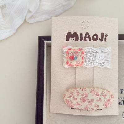 甜美粉色碎花髮夾3