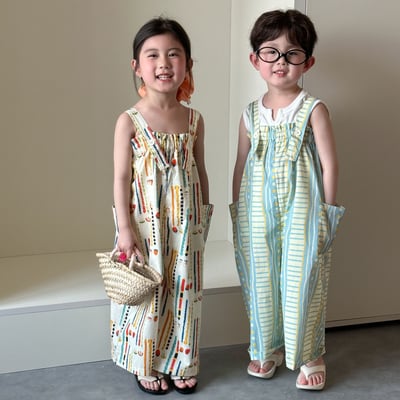 渡假風吊帶寬褲1