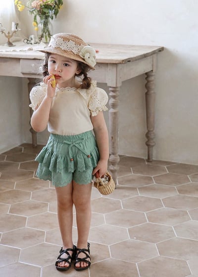 甜美雙層簍空蕾絲短褲裙6