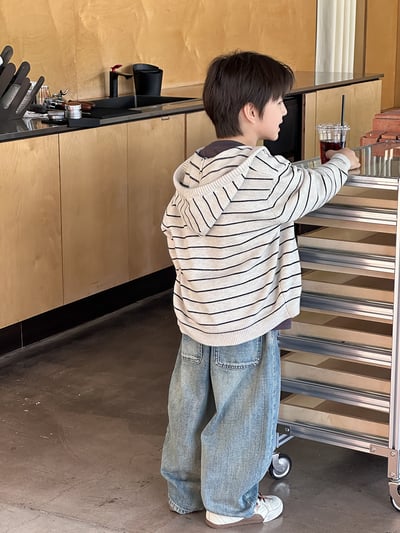 針織條紋連帽外套6