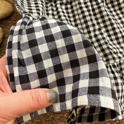 黑白格吊帶魚尾洋裝6