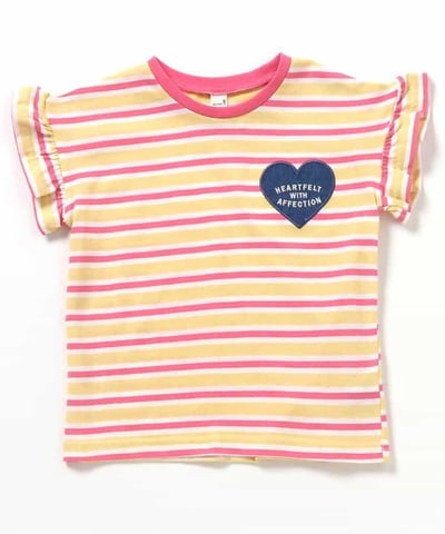 apres les cours條紋愛心荷葉袖上衣2