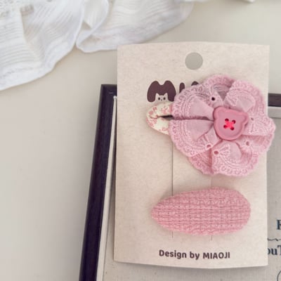 甜美粉色碎花髮夾8
