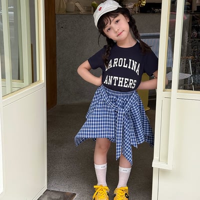 不規則格子襯衫短裙1