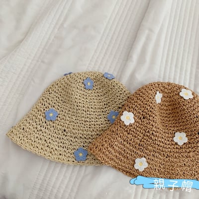 親子款小清新花朵草帽1