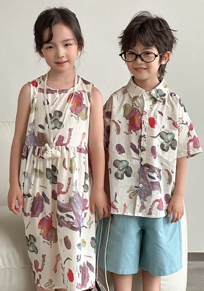 繽紛塗鴉度假風親子裝5