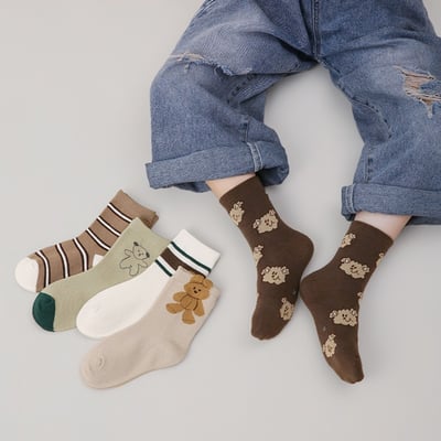 咖色系小熊襪組3